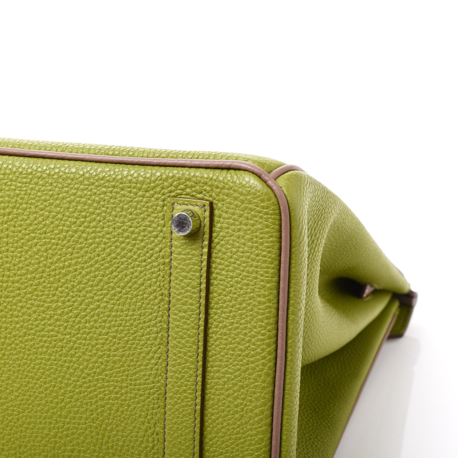 Hermes Togo Bi Color Horseshoe Birkin 35 Vert Anis Etoupe 8 of 12