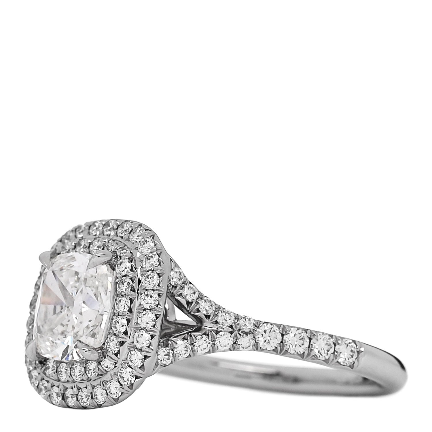 Tiffany Platinum Diamond 1.11ct Soleste Cushion Cut Double Halo Engagement Ring 49 4.75 3 of 6