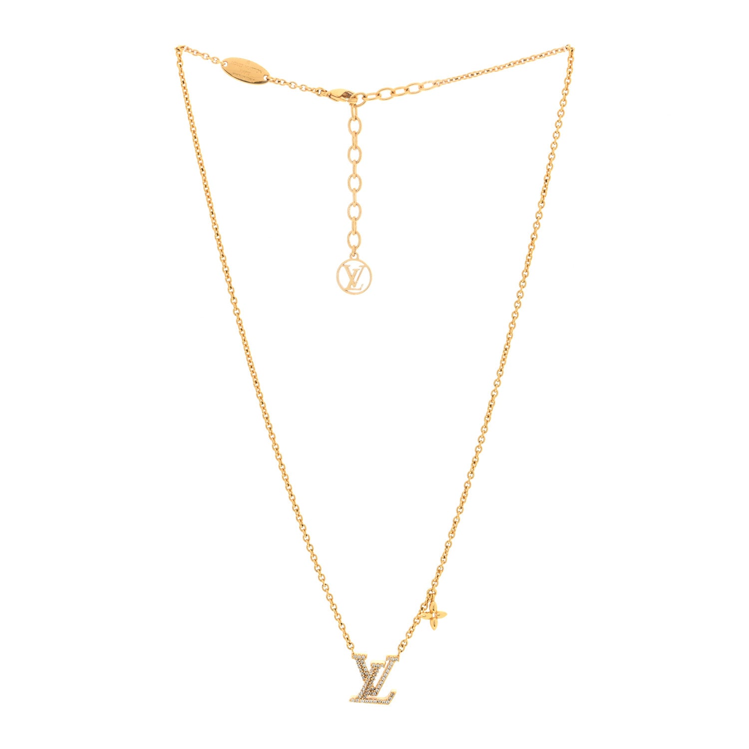 Louis Vuitton Metal Crystal LV Iconic Necklace Gold 3 of 4