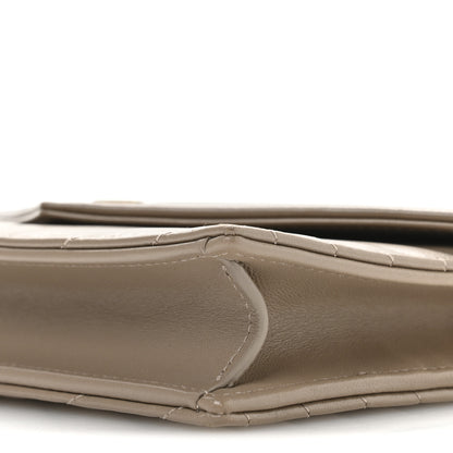 Saint Laurent Lambskin Matelasse Chevron Monogram Envelope Chain Wallet Dusty Grey 10 of 10