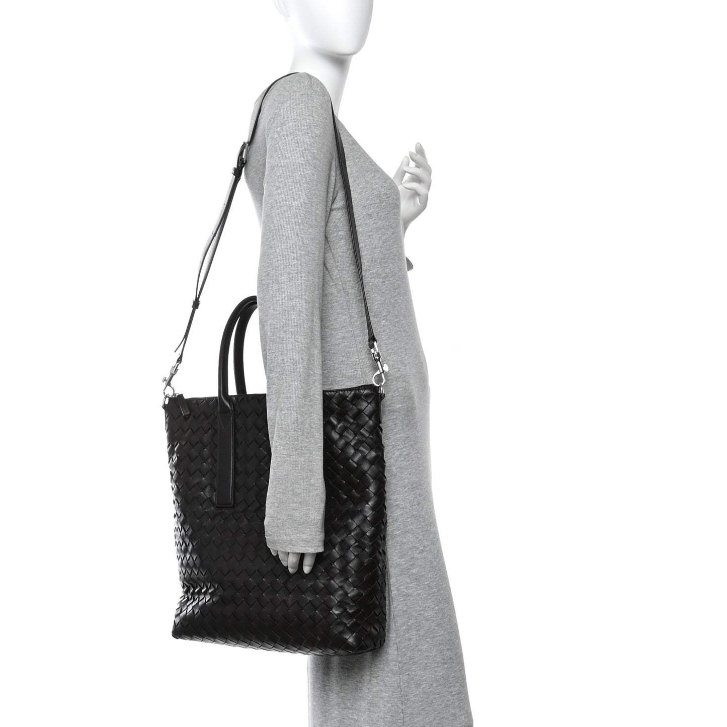 Calfskin Intrecciato Zipped North South Tote Fondant