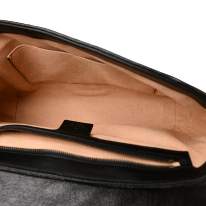 Gucci Vintage Effect Calfskin Matelasse Diagonal Small Torchon GG Marmont Shoulder Bag Cognac Black 5 of 10