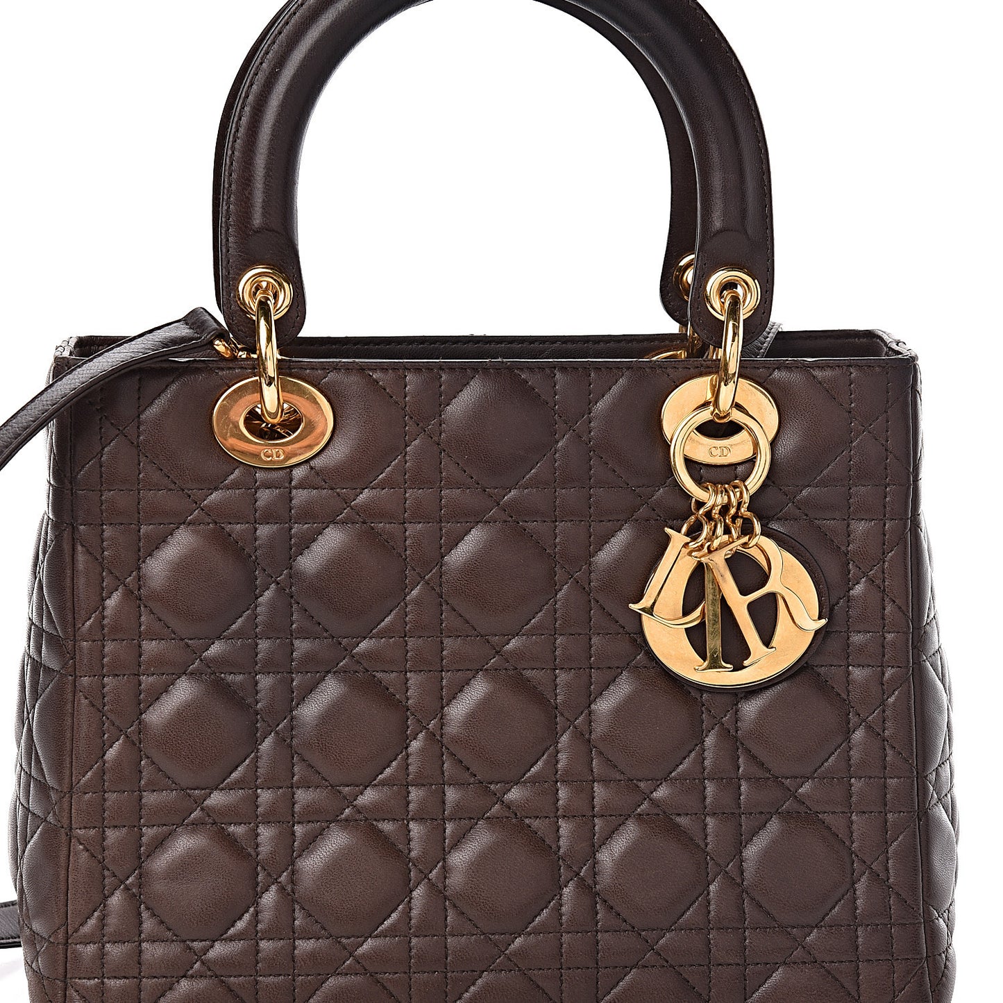 Lambskin Cannage Medium Lady Dior Dark Brown