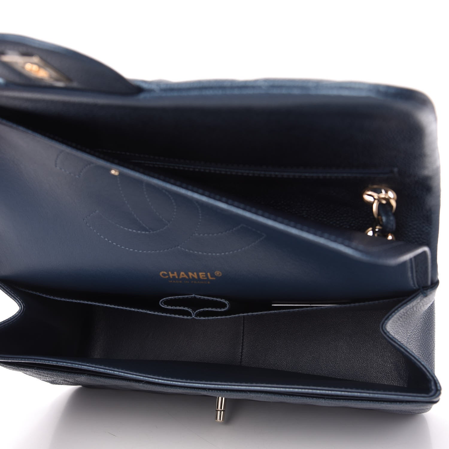 Chanel Iridescent Caviar Quilted Jumbo Double Flap Dark Blue 5 of 11