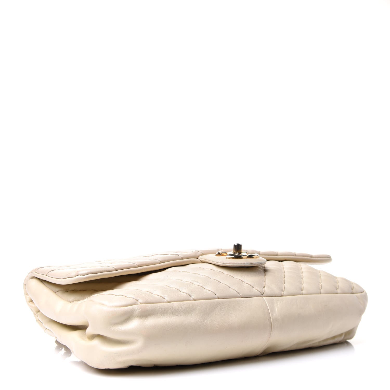 Chanel Calfskin Surpique Chevron Large Flap Beige 3 of 22