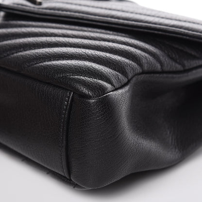 Saint Laurent Sheepskin Matelasse Chevron Monogram Medium College Bag Black 10 of 11