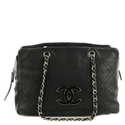 Chanel Calfskin Large Diamond Stitch Tote Black 1 of 8