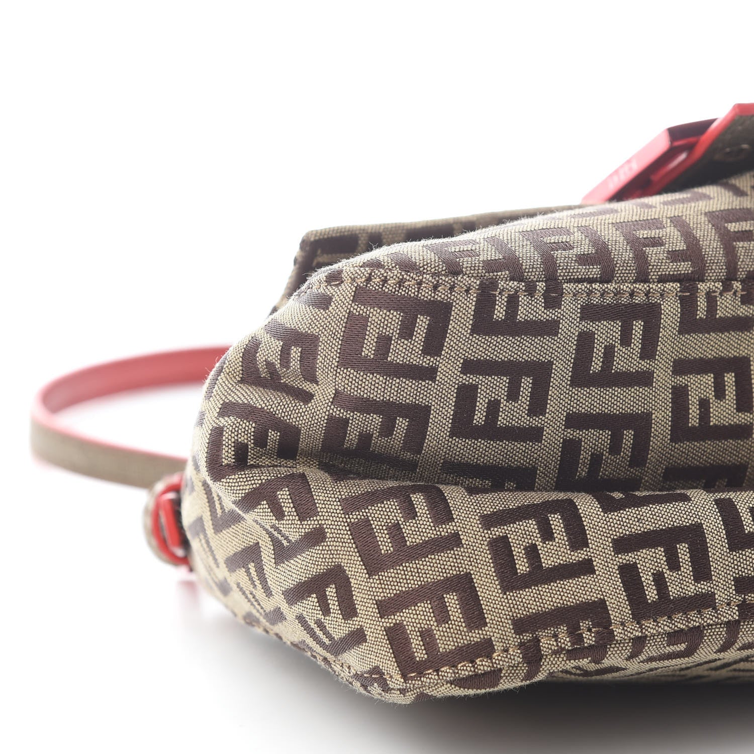 Fendi Zucchino Vitello Elite Enamel Mini Forever Mama Baguette Mogano Panna Rosso 7 of 8