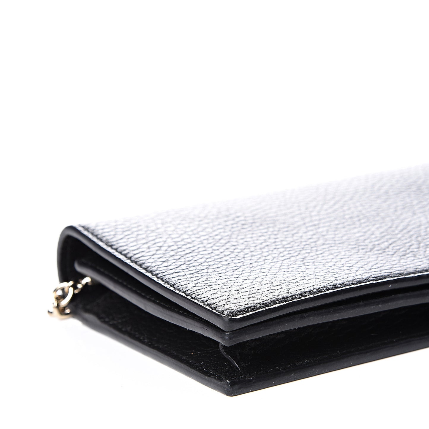 Dollar Calfskin Medium Betty Chain Wallet Black