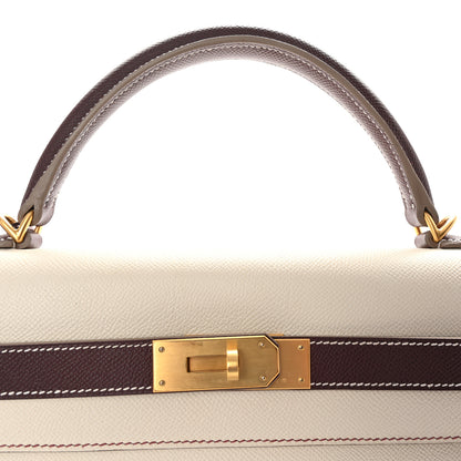 Hermes Epsom Bi-Color Horseshoe Kelly Sellier 40 Craie Rouge Sellier 8 of 10