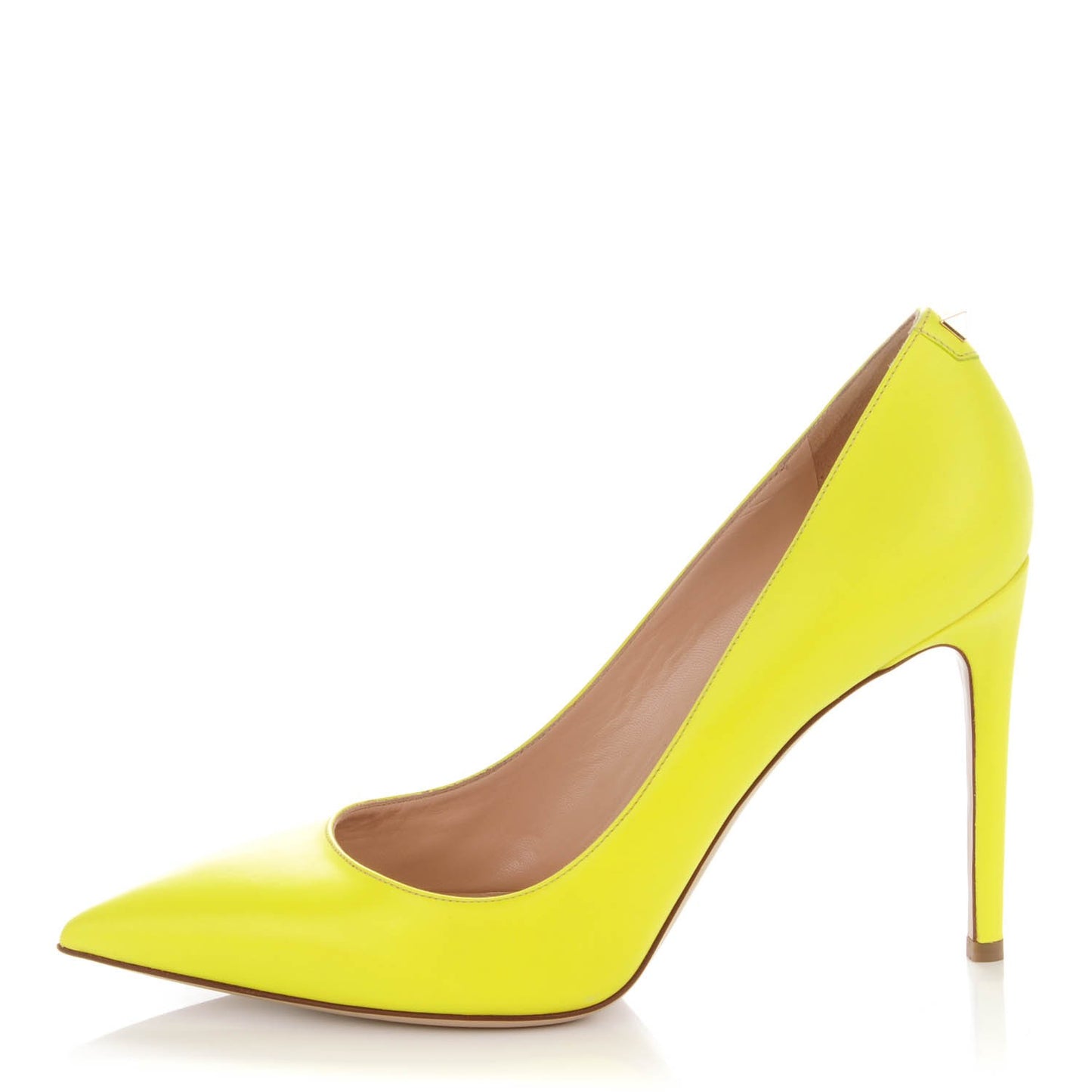 Matte Calfskin Rockstud New Plain 100mm Pumps 39 Yellow
