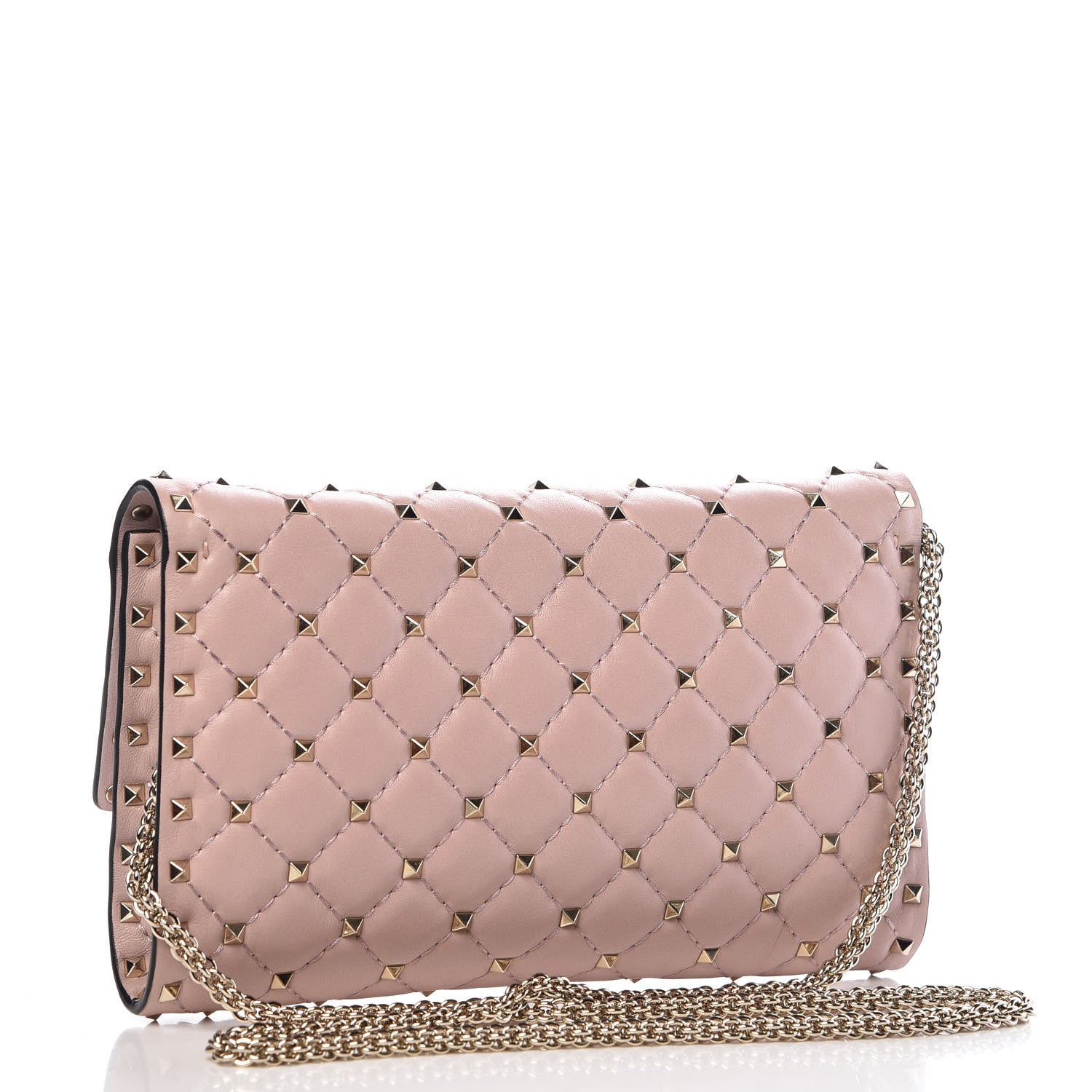 Valentino Garavani Nappa Rockstud Spike Wallet on Chain Water Rose 3 of 9