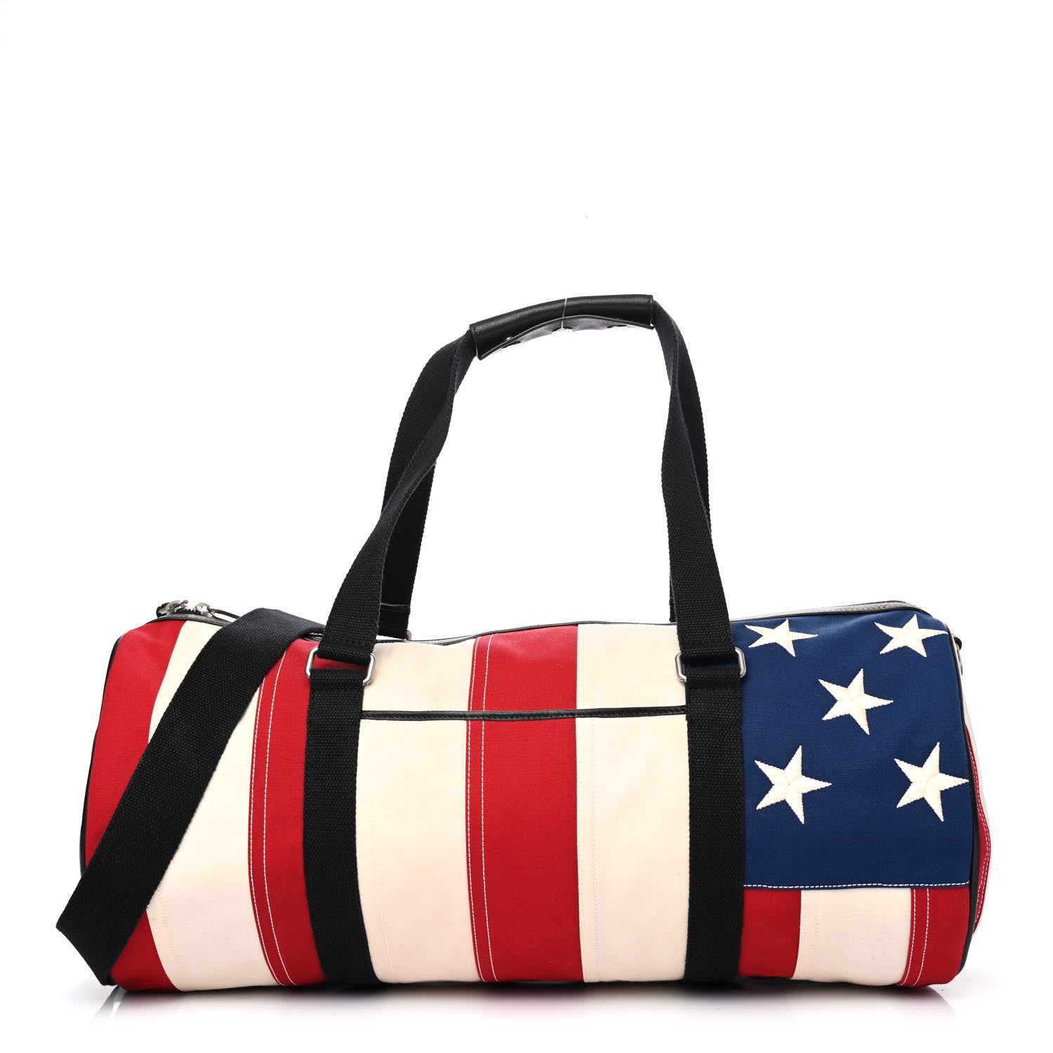 Saint Laurent Canvas American Flag Barrel Bag Red Blue 1 of 5