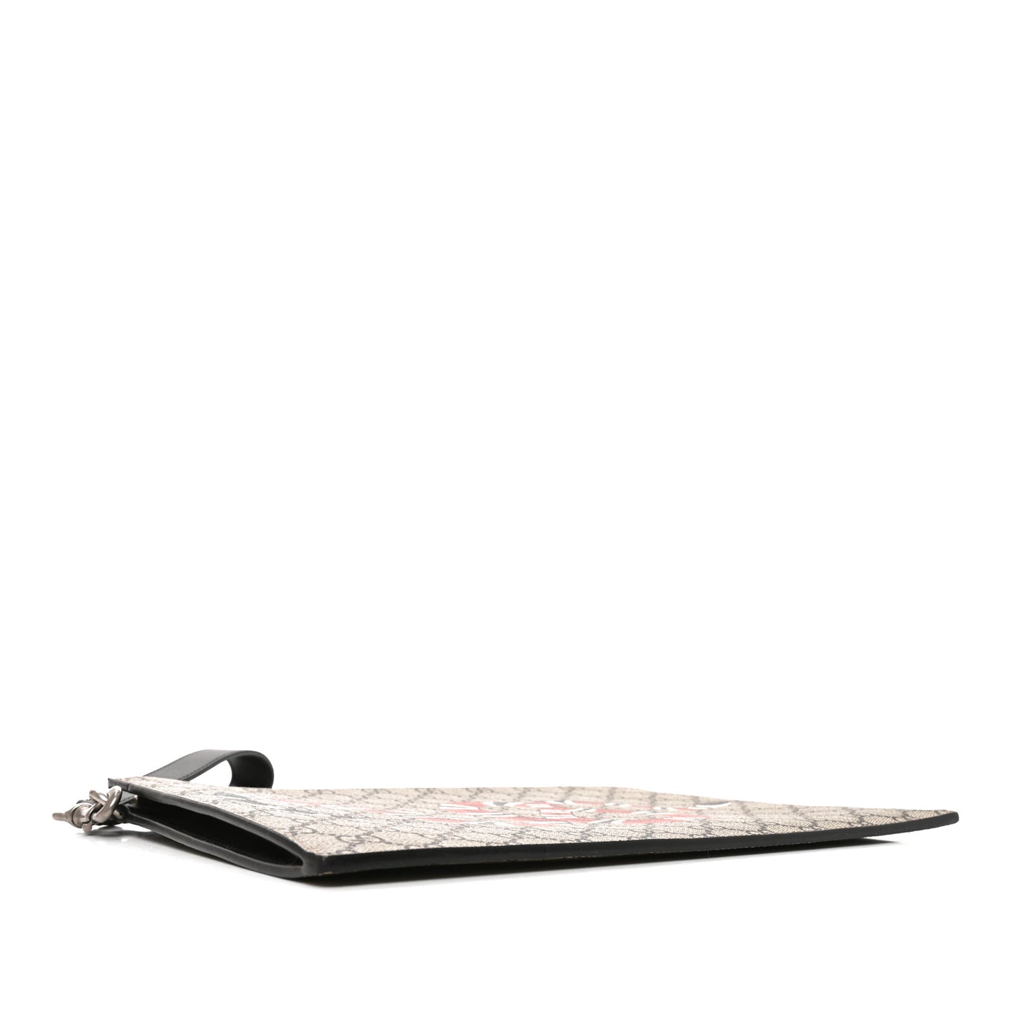 GG Supreme Monogram Kingsnake Zip Wristlet Pouch Beige Black
