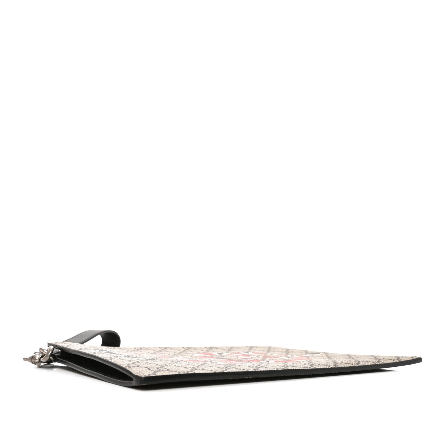 Gucci GG Supreme Monogram Kingsnake Zip Wristlet Pouch Beige Black 4 of 7