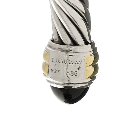 David Yurman Sterling Silver 14K Yellow Gold Black Onyx 10mm Cable Classics Hinged Bracelet 3 of 3