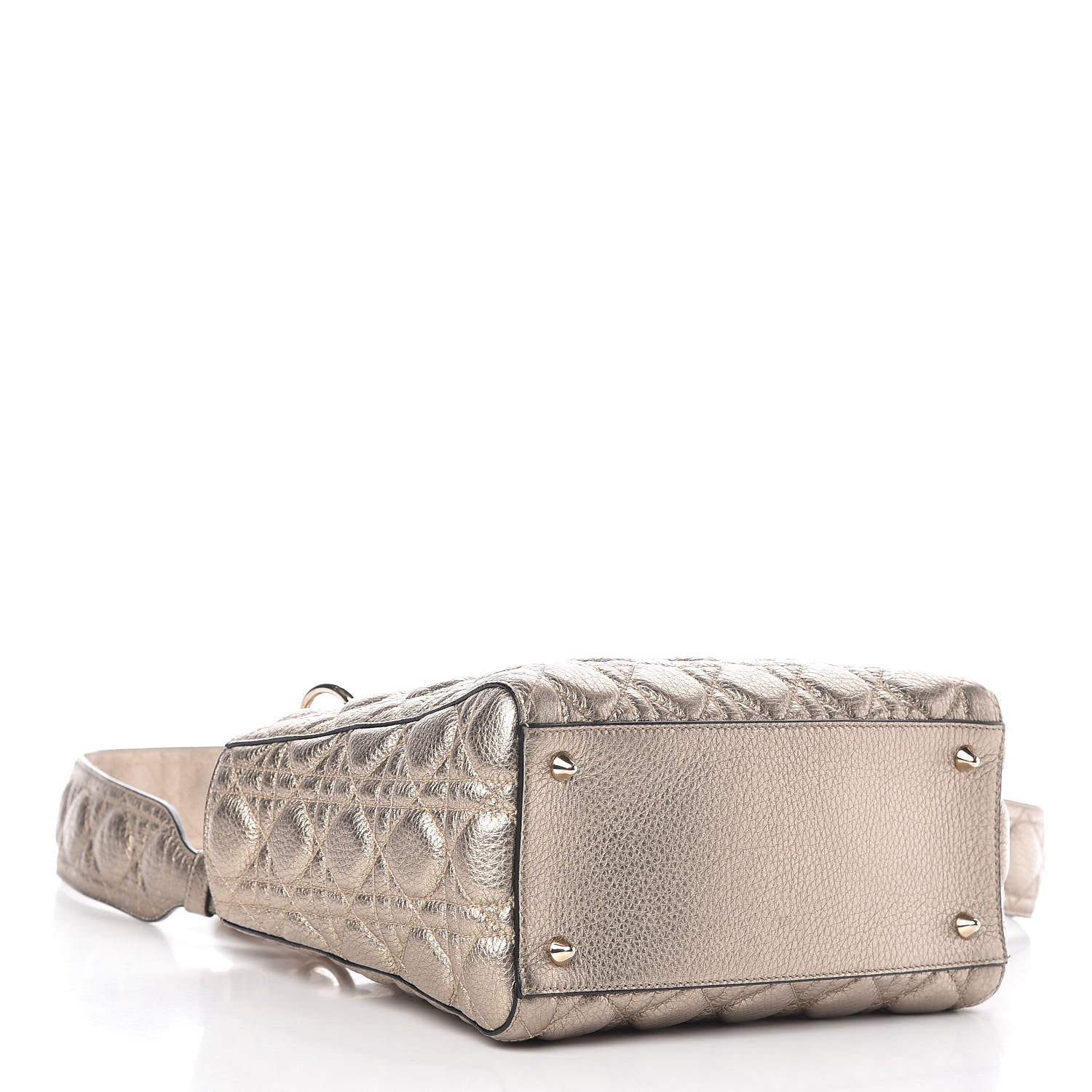 Christian Dior Metallic Grained Calfskin Cannage Small Supple Lady Dior Pale Gold 5 of 10