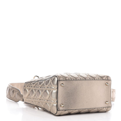 Christian Dior Metallic Grained Calfskin Cannage Small Supple Lady Dior Pale Gold 5 of 10