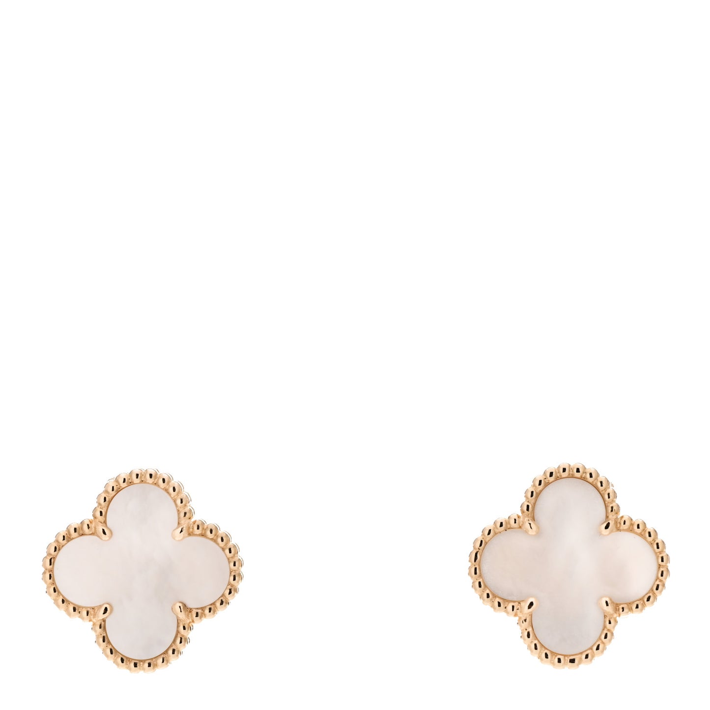 18K Yellow Gold Mother of Pearl Vintage Alhambra Earrings