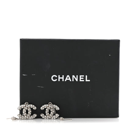 Chanel Baguette Crystal CC Drop Earrings Silver 5 of 5