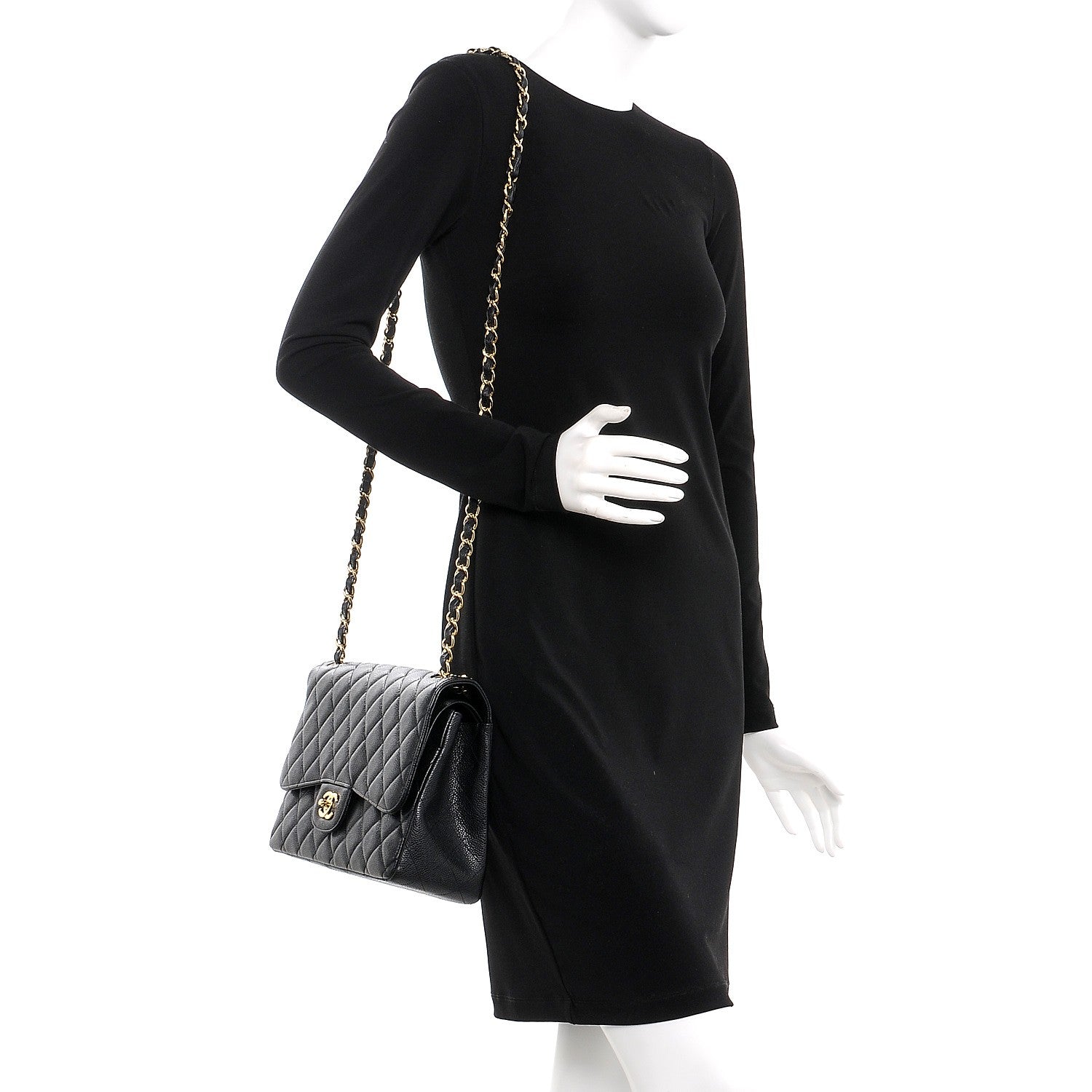 Chanel Caviar Quilted Jumbo Double Flap Black 3 of 9