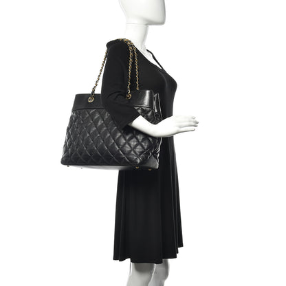 Chanel Calfskin Quilted Large Soft Elegance Tote Black 2 of 11