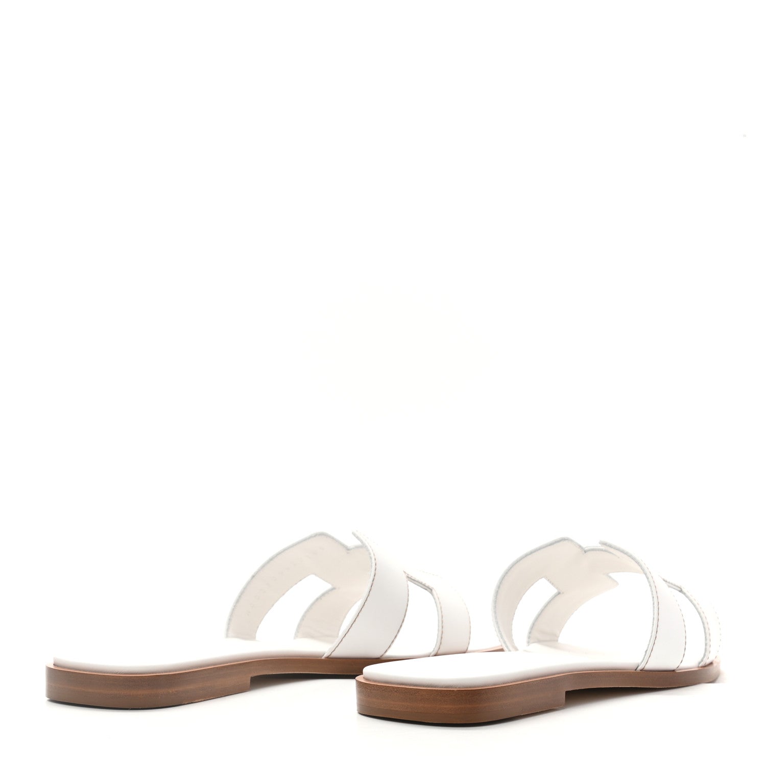 Hermes Box Calfskin Oran Sandals 37 White 4 of 8