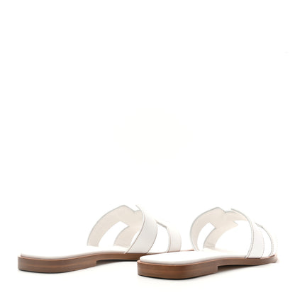 Hermes Box Calfskin Oran Sandals 37 White 4 of 8