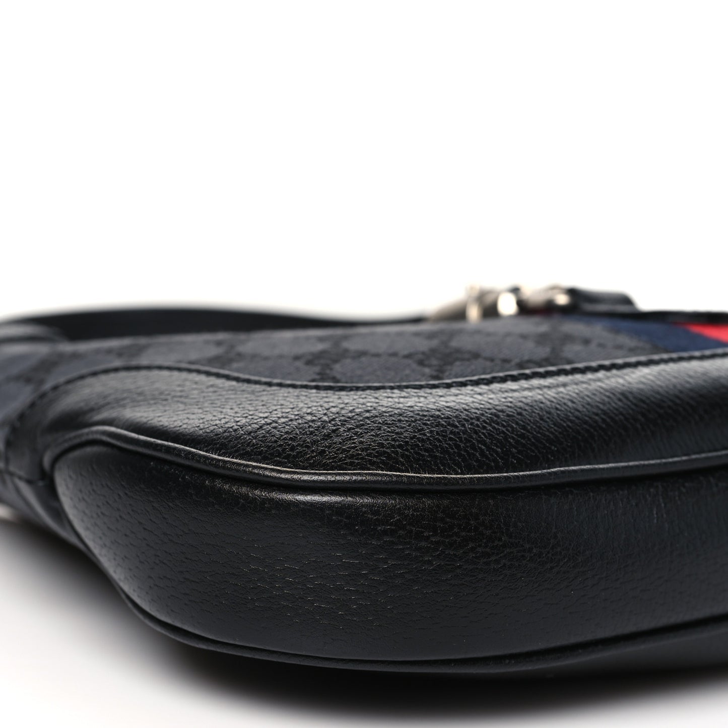 X BALENCIAGA BB Monogram Calfskin Web Small Jackie 1961 Hobo Black