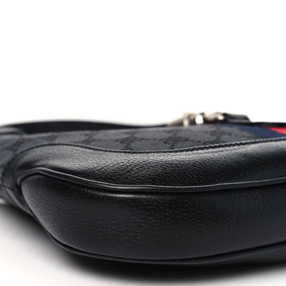 Gucci X BALENCIAGA BB Monogram Calfskin Web Small Jackie 1961 Hobo Black 9 of 10