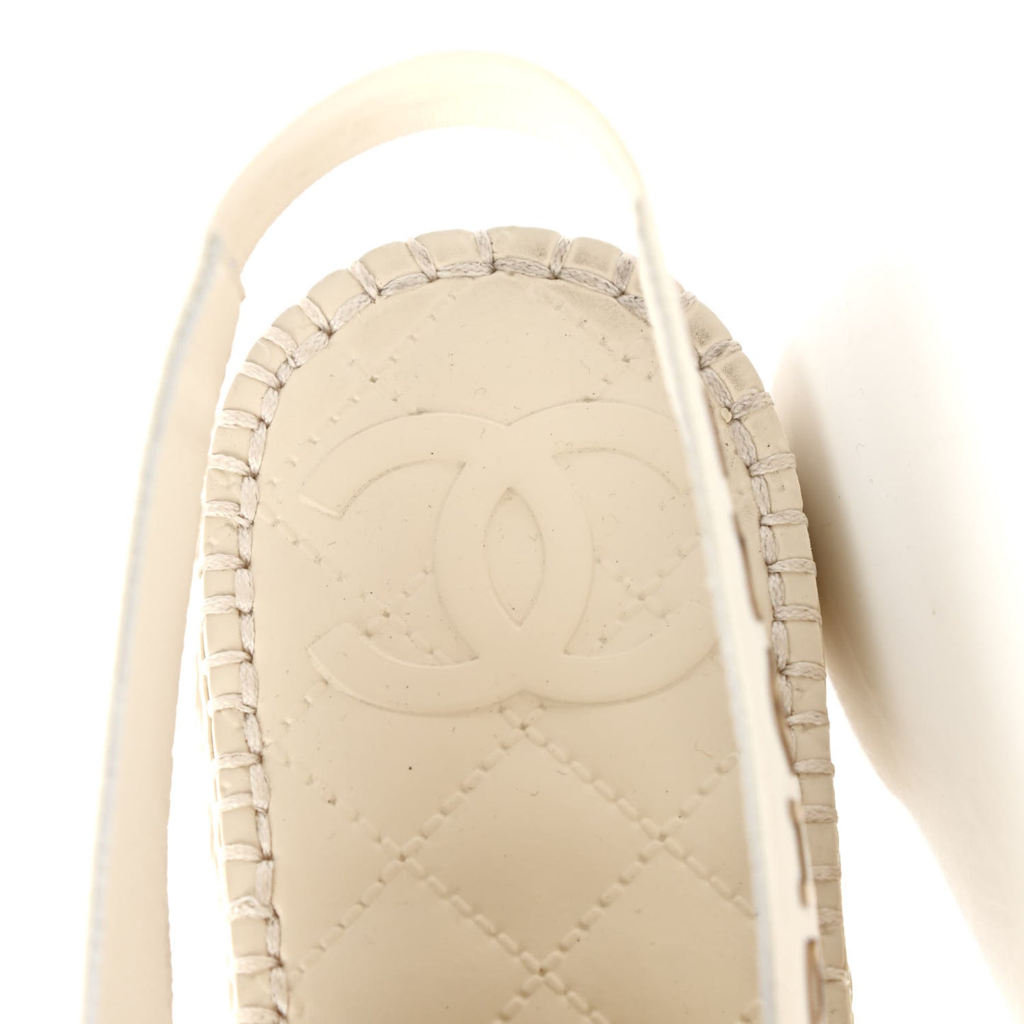 Metallic Lambskin CC Slingback Espadrilles 39 Ivory Gold