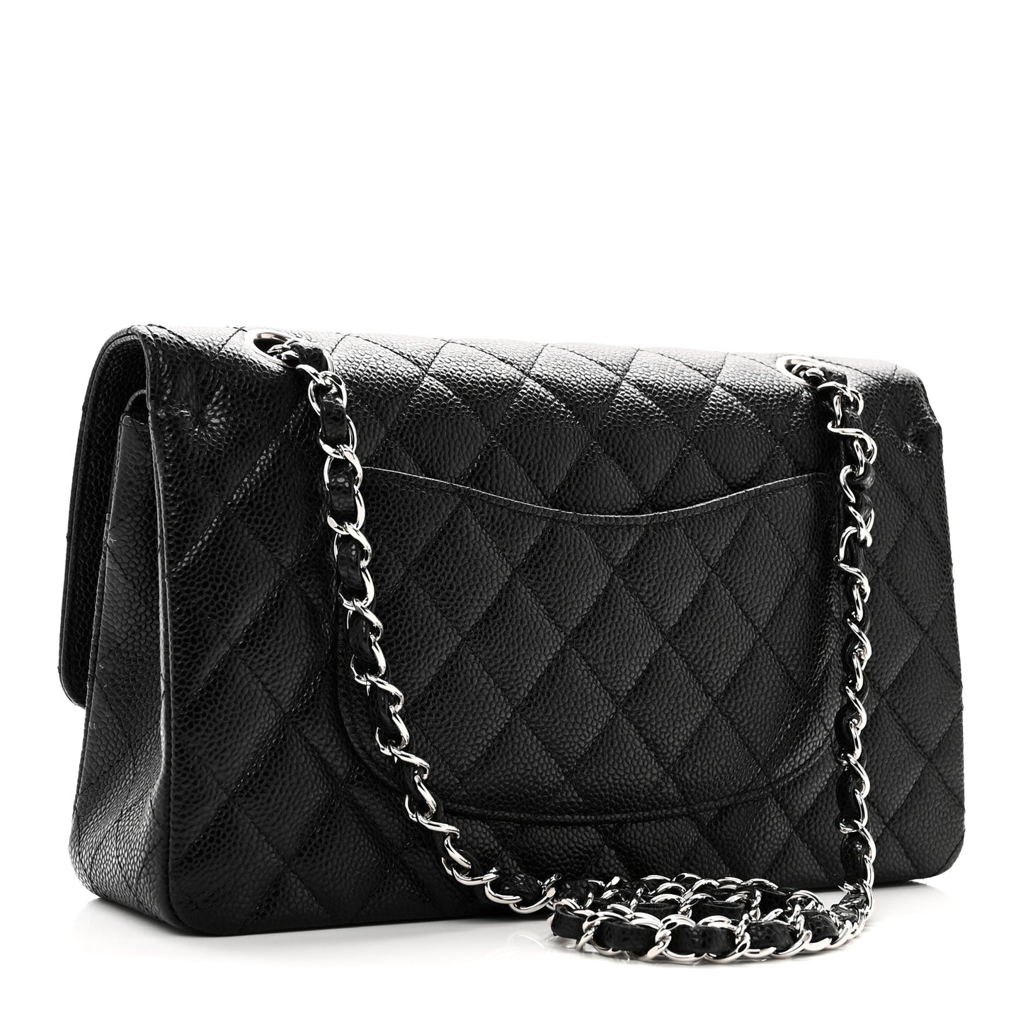 Caviar Quilted Medium Double Flap Black