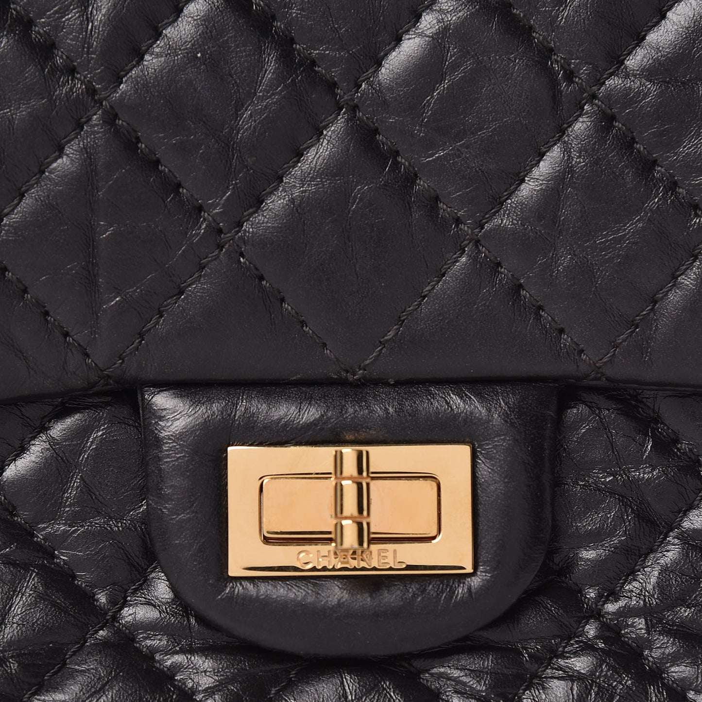 Aged Calfskin Quilted 2.55 Reissue Mini Flap Black