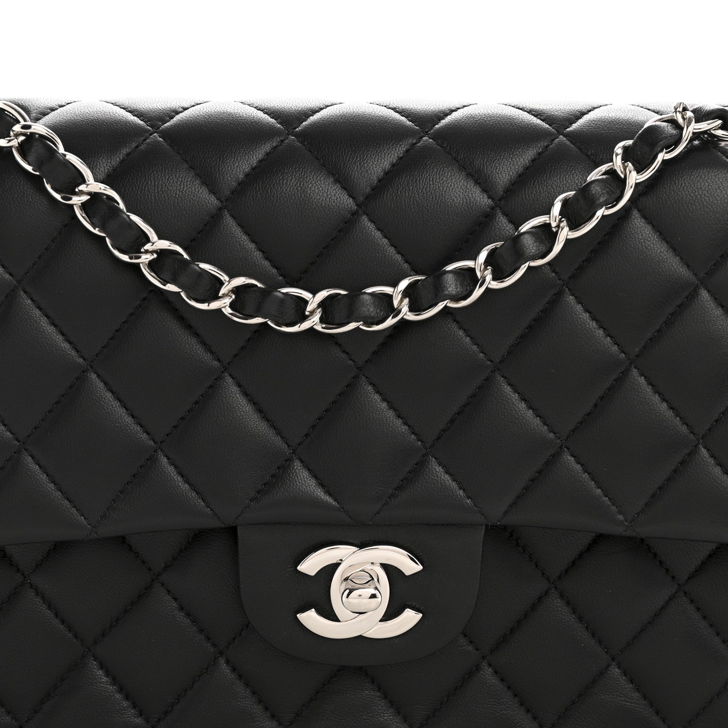 Chanel Lambskin Quilted Medium Double Flap Black 8 of 14