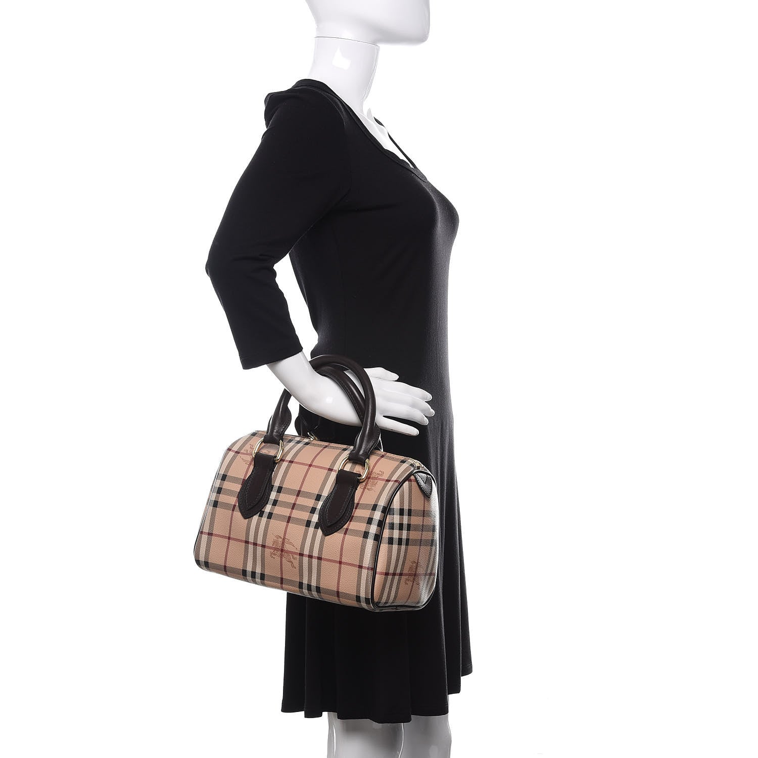 Burberry Haymarket Check Small Chester Bowling Bag Chocolate 2 of 10