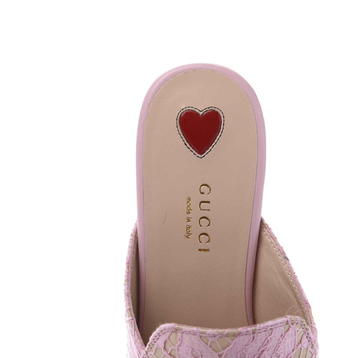 Gucci Lace Malaga Kid Womens Princetown Slippers 37.5 Sugar Pink Skin Rose 6 of 9