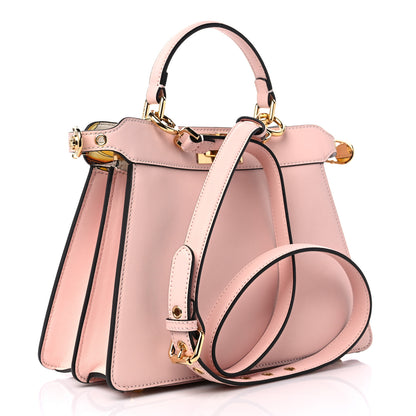 Fendi X VERSACE Vitello Seta Nappa Fendace FF Baroque Small Peekaboo I SEE U Satchel Rosa Confetto White Gold 3 of 8