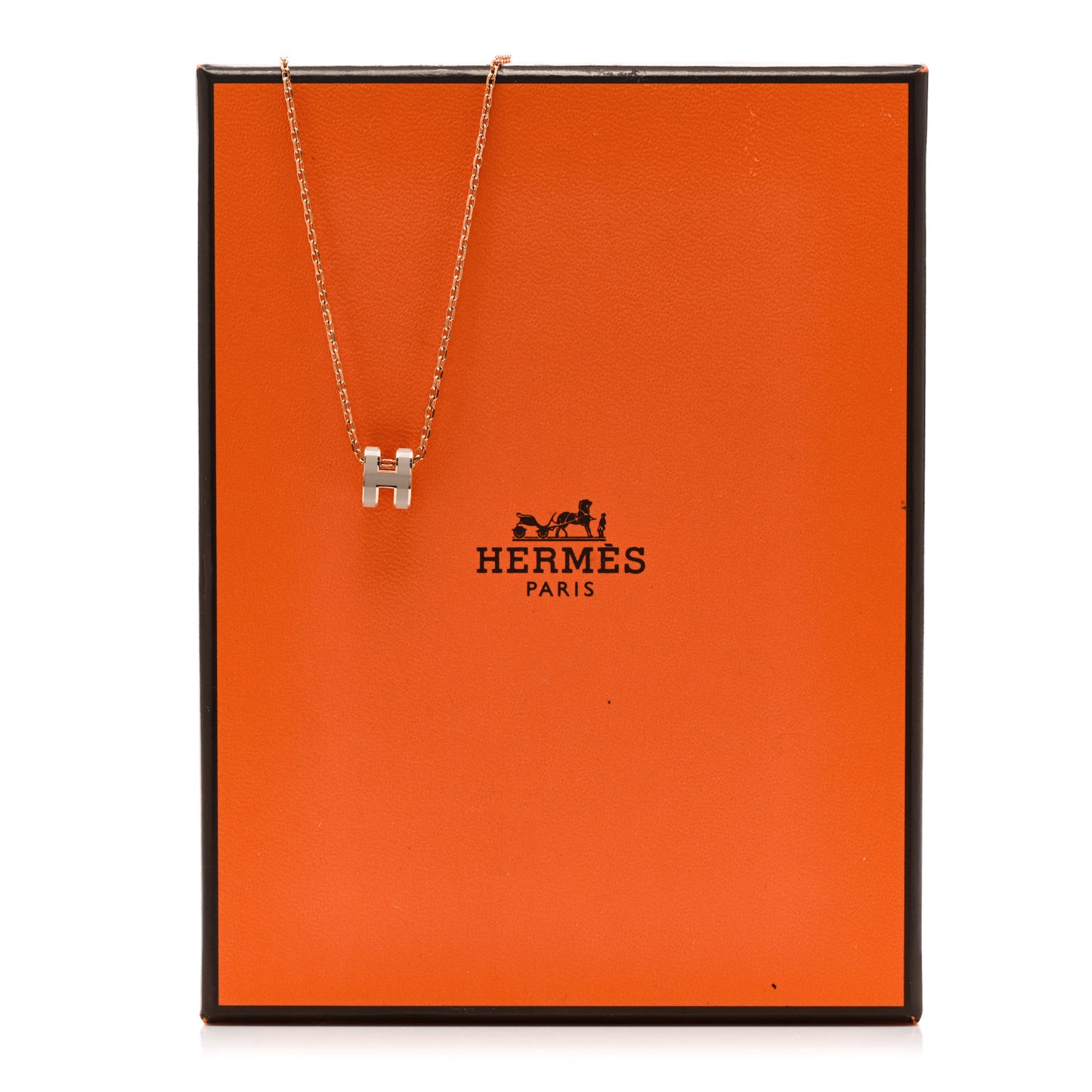 Lacquered Gold Mini Pop H Pendant Necklace Marron Glace
