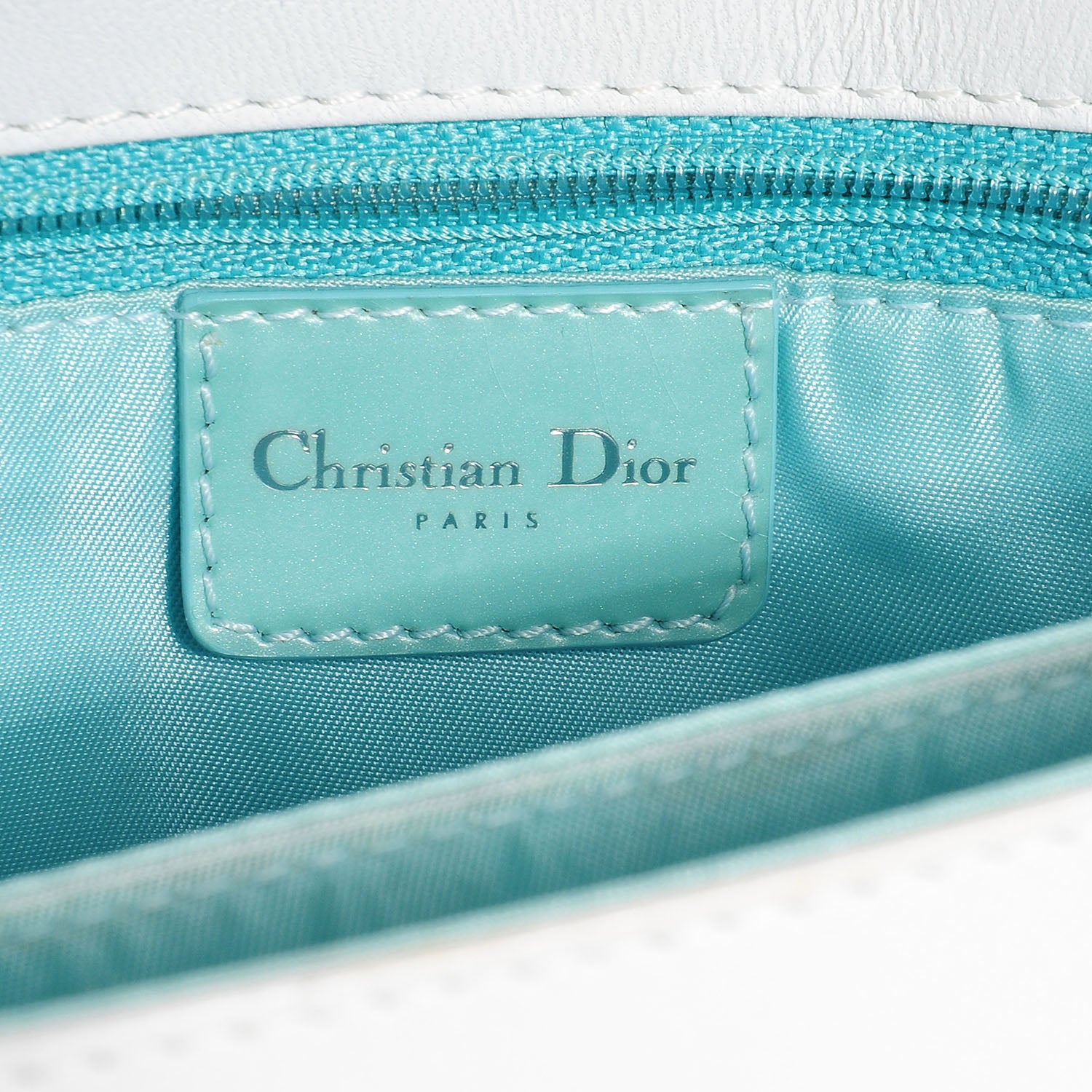 Christian Dior Leather Perforated Trailer Trash Handbag Blue White 8 of 9