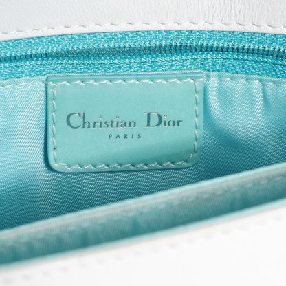Christian Dior Leather Perforated Trailer Trash Handbag Blue White 8 of 9