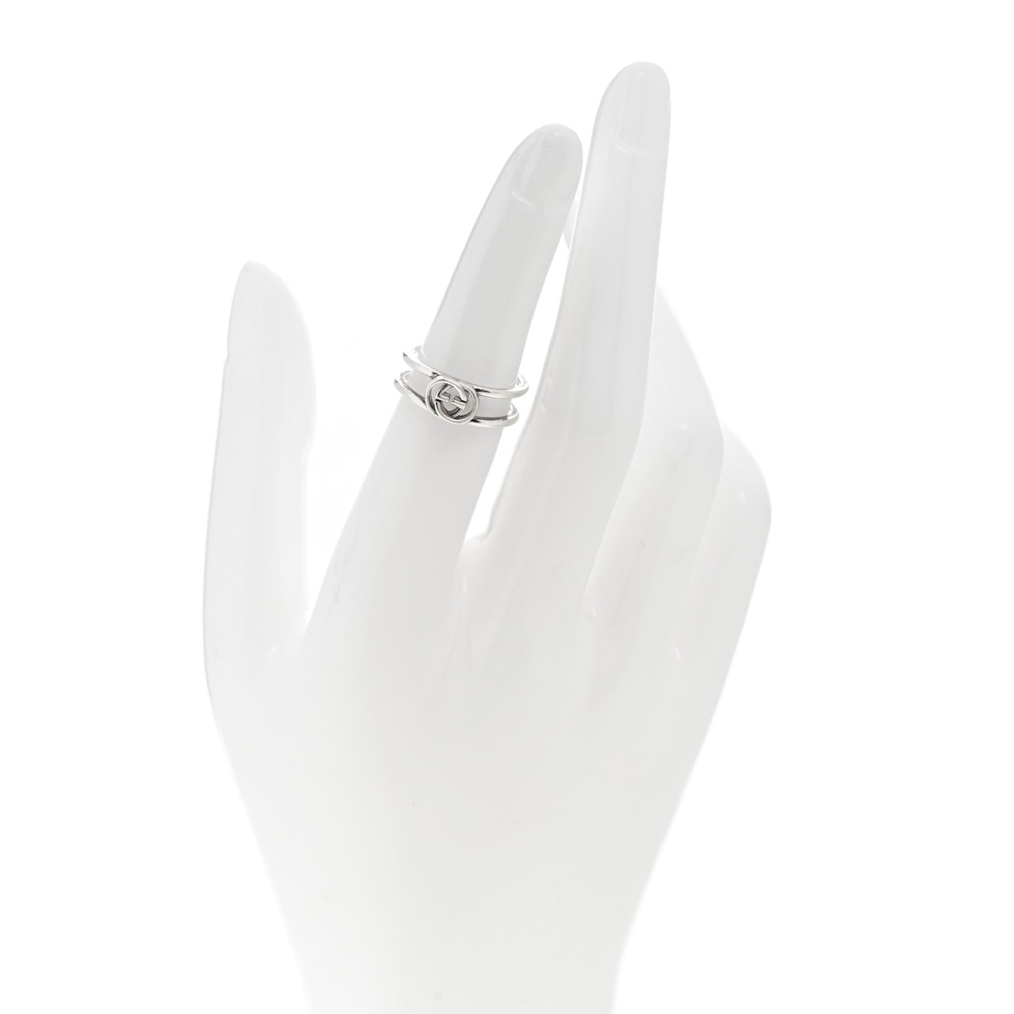 Sterling Silver 6mm Interlocking G Open Band Ring 50 5.25