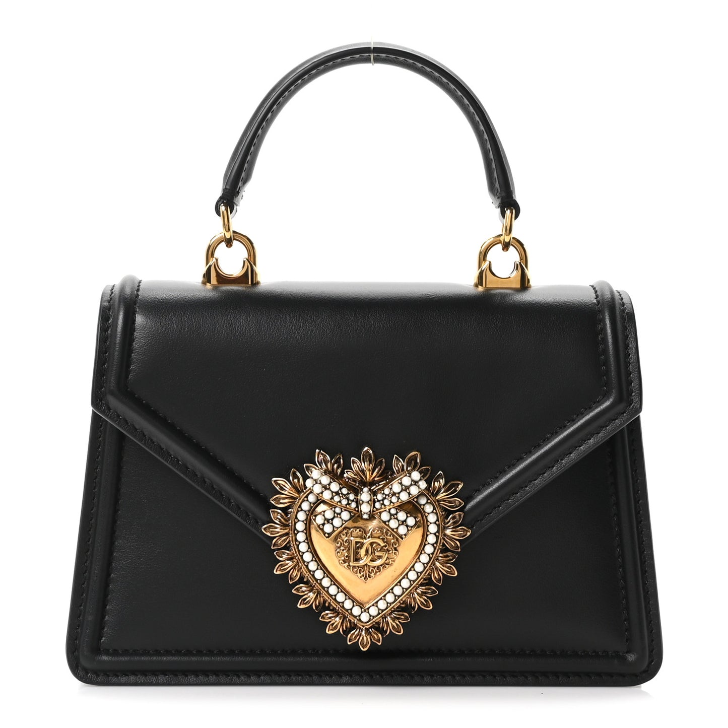 Smooth Calfskin Small Devotion Envelope Top Handle Bag Black