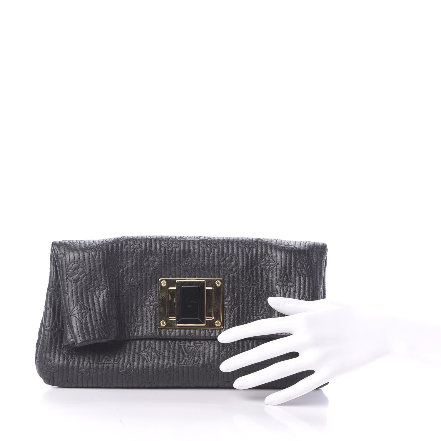 Louis Vuitton Calfskin Quilted Monogram Altair Clutch Black 2 of 10