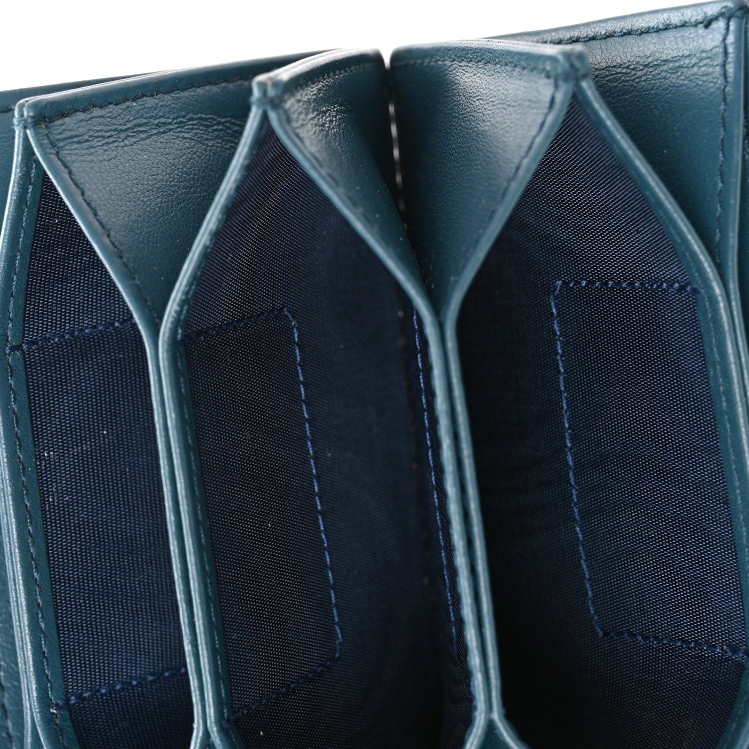 Christian Dior Patent Cannage Lady Dior 5 Gusset Card Holder Turquoise 5 of 8