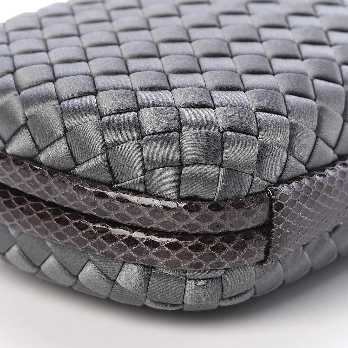 Satin Ayers Intrecciato Chain Knot Clutch Grey