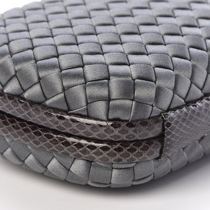Bottega Veneta Satin Ayers Intrecciato Chain Knot Clutch Grey 8 of 9