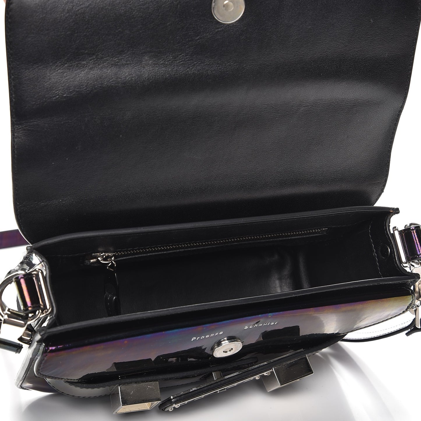 PS11 Holographic Patent Mini Classic Shoulder Bag Oil Slick