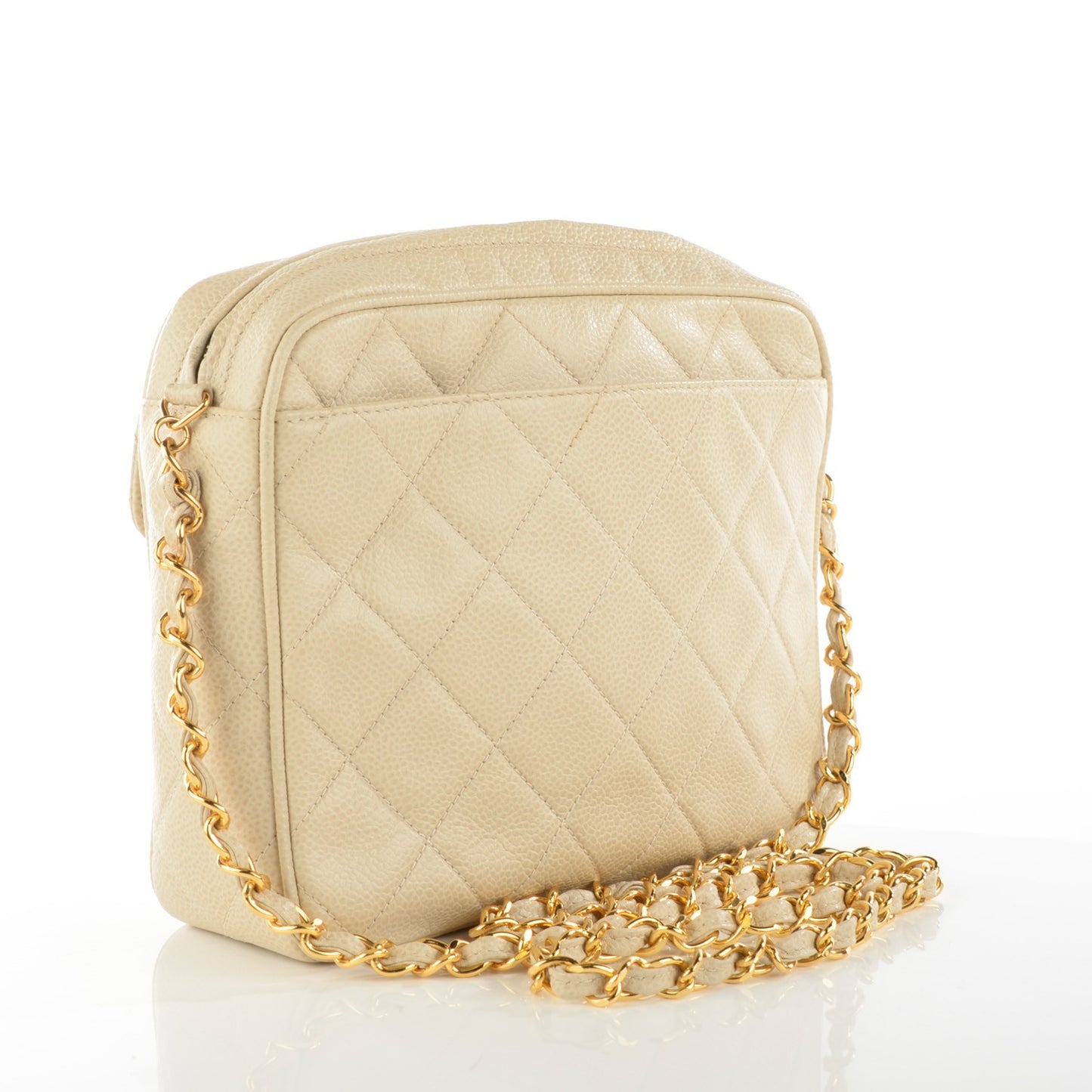 Caviar Quilted Camera Case Beige