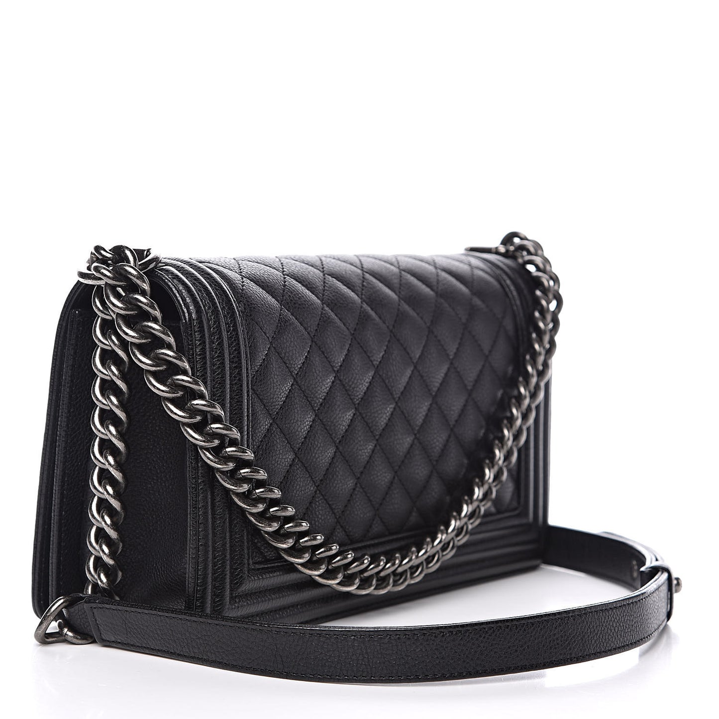 Calfskin Quilted Medium Boy Flap Black