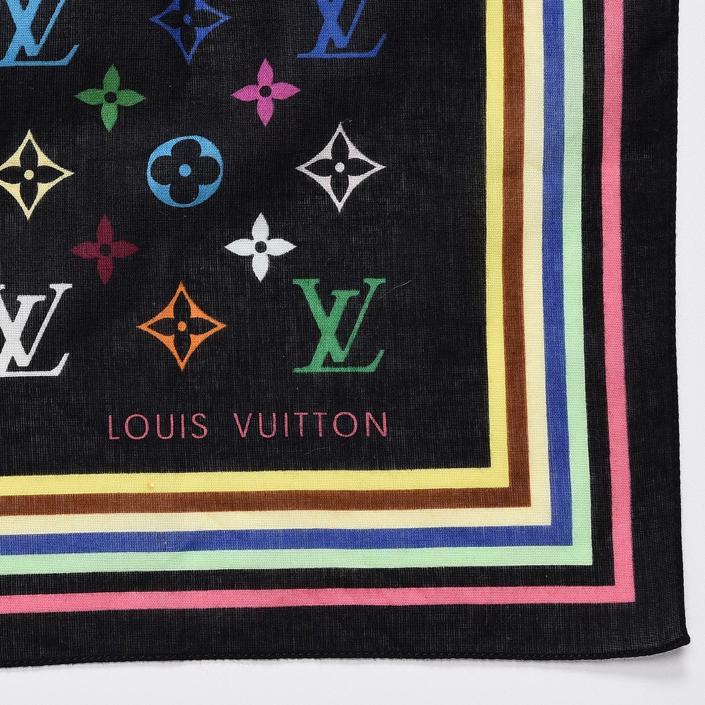 Cotton Multicolor Square Scarf Black